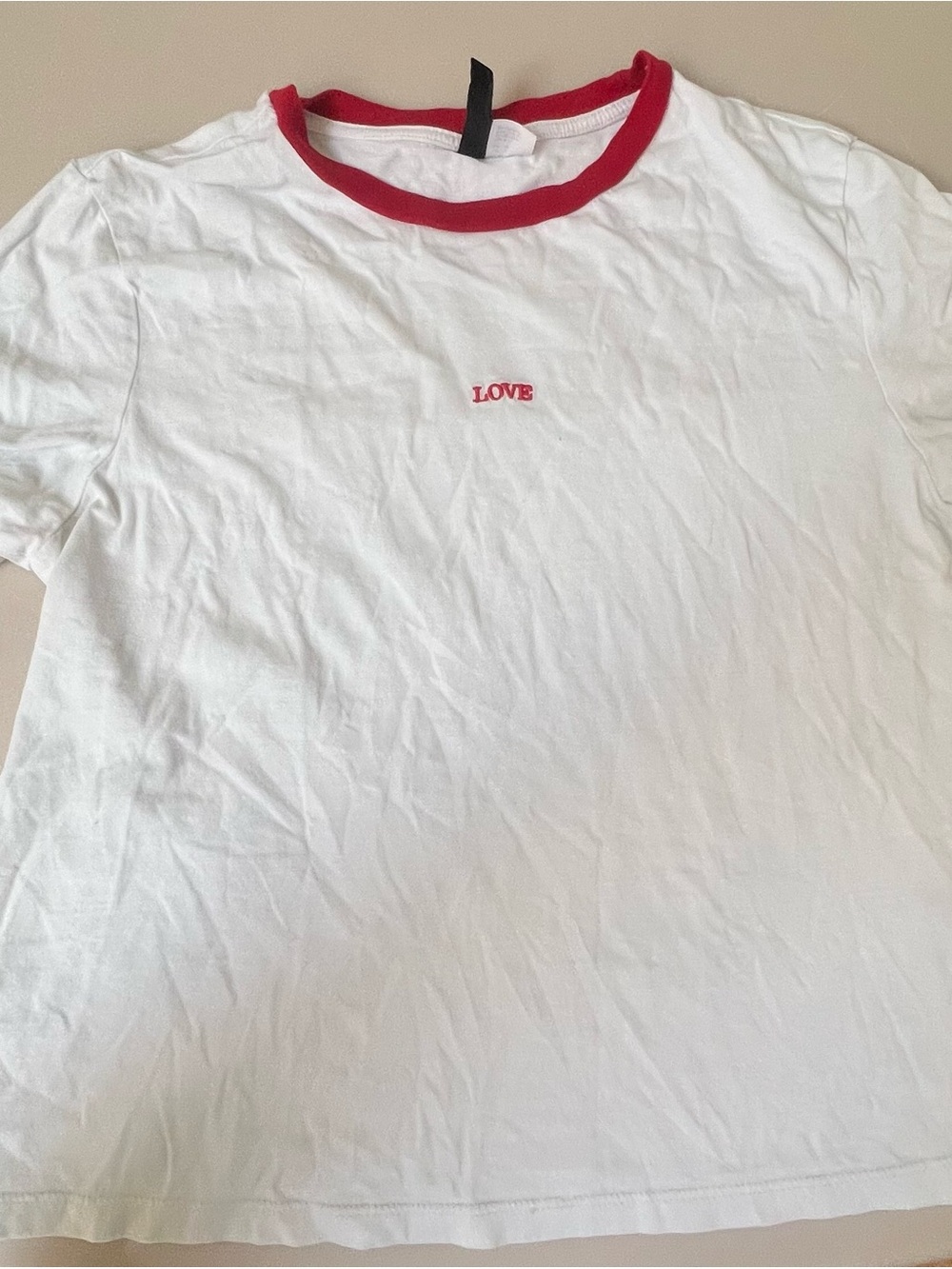 H&M White Tee with Red Crew Ringer
